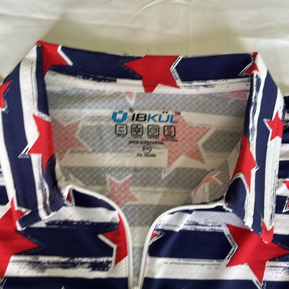 Ibkul Americana ll Sleeveless Zip Polo Golf Top Red Navy Stars Stripes XXL NWT - Picture 8 of 10